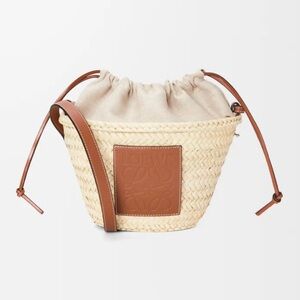 Loewe Drawstring Bucket Palm Leaf & Calf Skin Bag